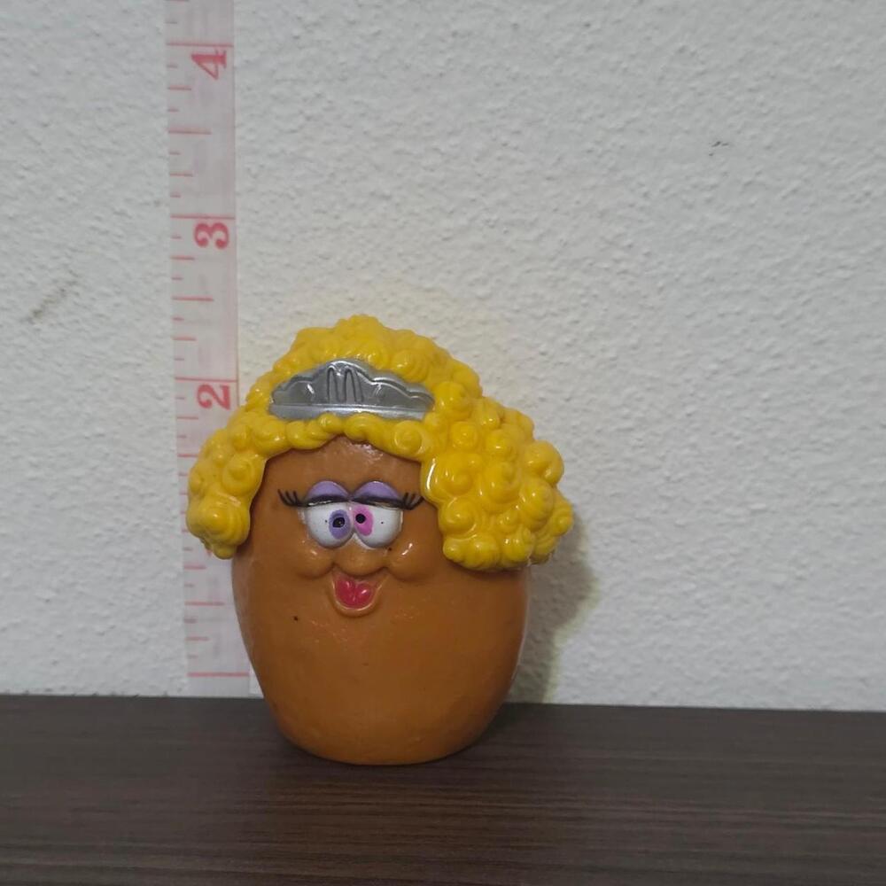 vintqge McDonald's nugget toy with yellow curly wig and silver crown #nugget #mc